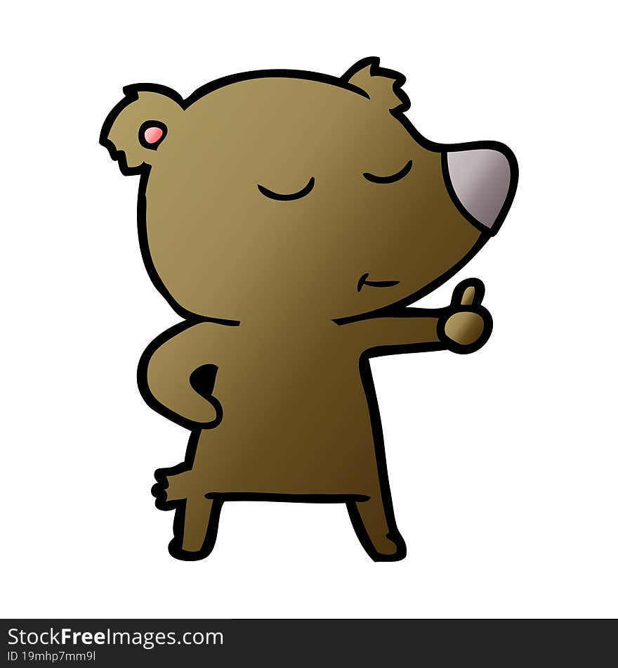 happy cartoon bear giving thumbs up. happy cartoon bear giving thumbs up