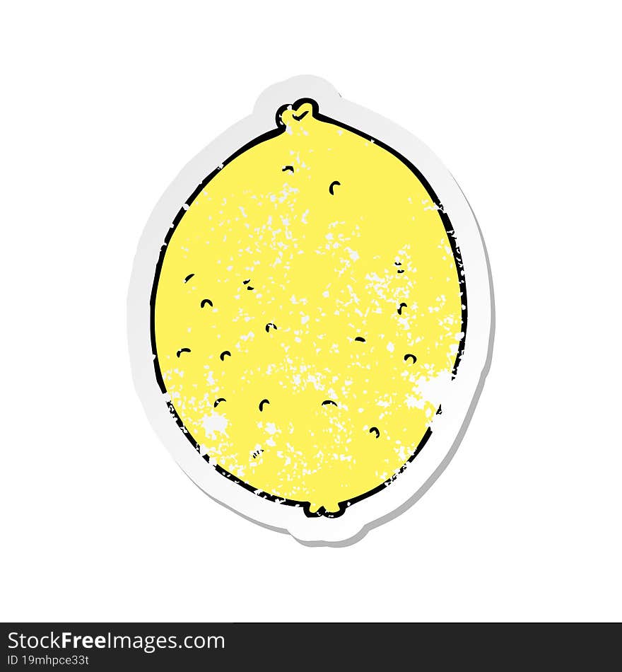 distressed sticker of a cartoon lemon