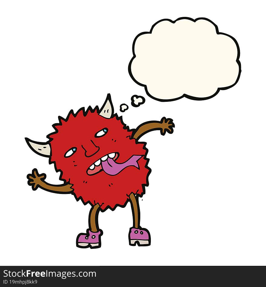 Funny Cartoon Monster With Thought Bubble