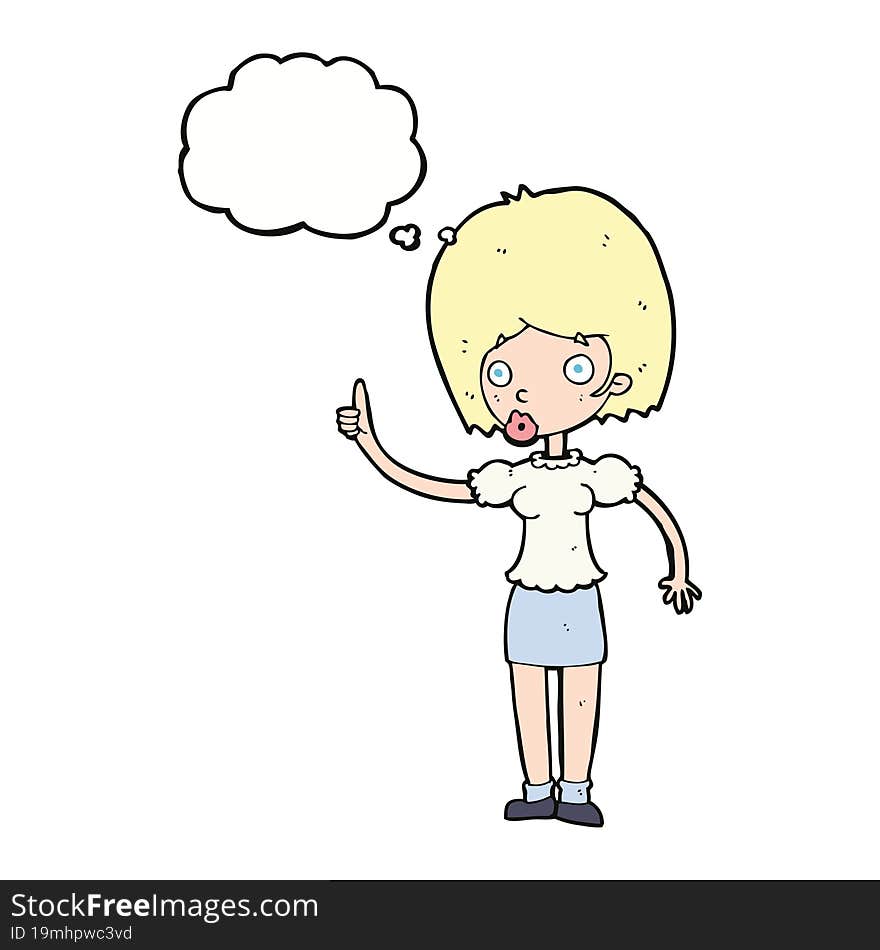 cartoon woman with idea with thought bubble