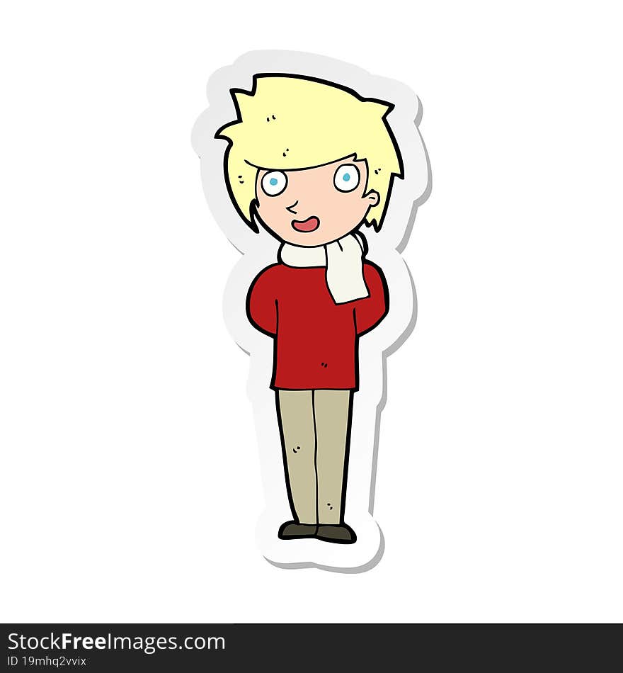 Sticker Of A Cartoon Friendly Man