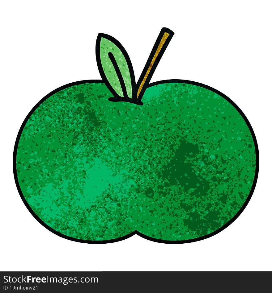 retro grunge texture cartoon of a juicy apple