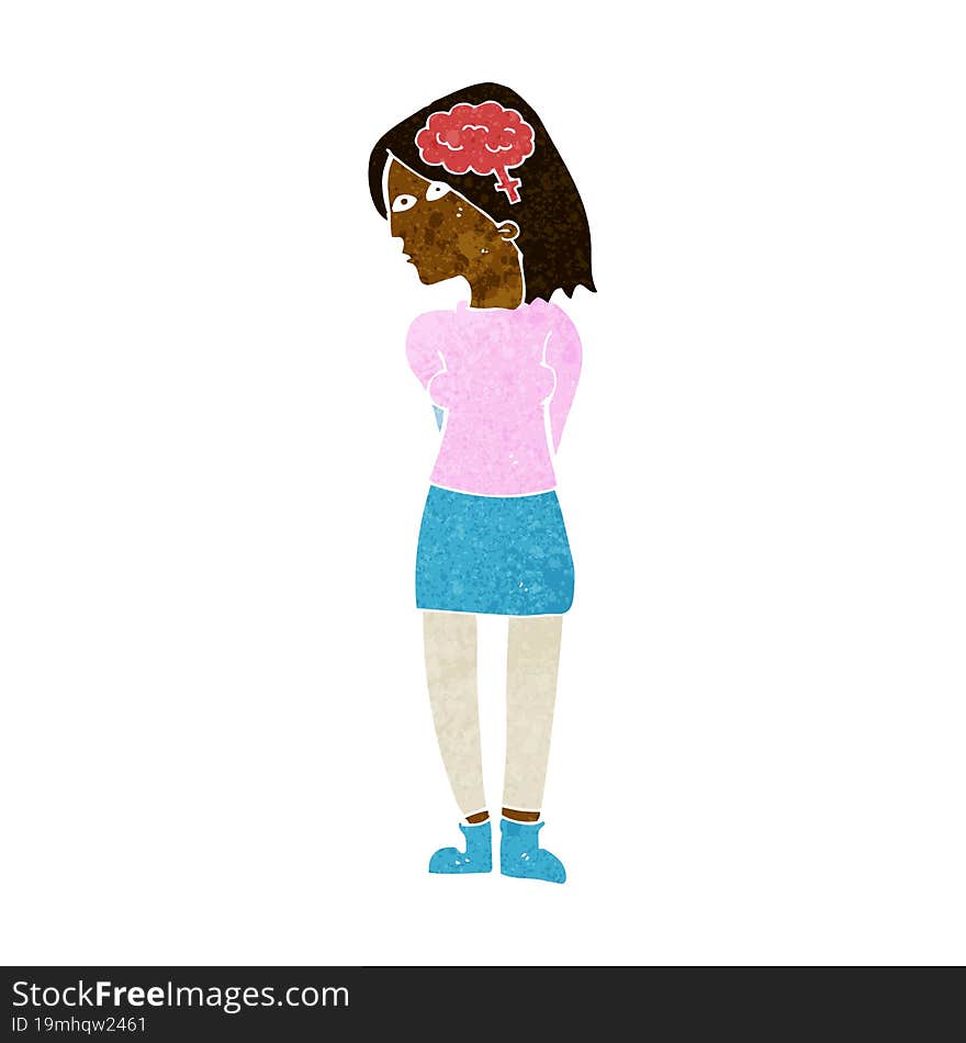 cartoon brainy woman