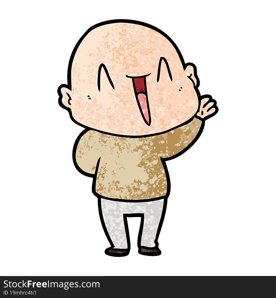 happy cartoon bald man. happy cartoon bald man