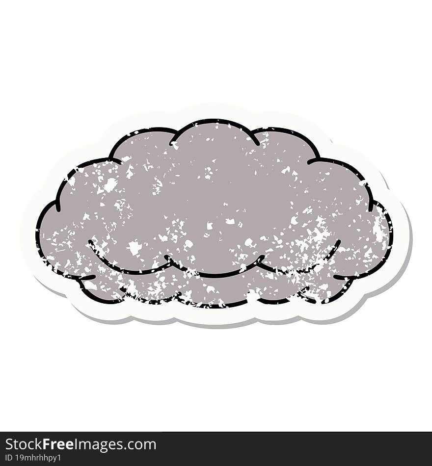 distressed sticker tattoo in traditional style of a grey cloud. distressed sticker tattoo in traditional style of a grey cloud