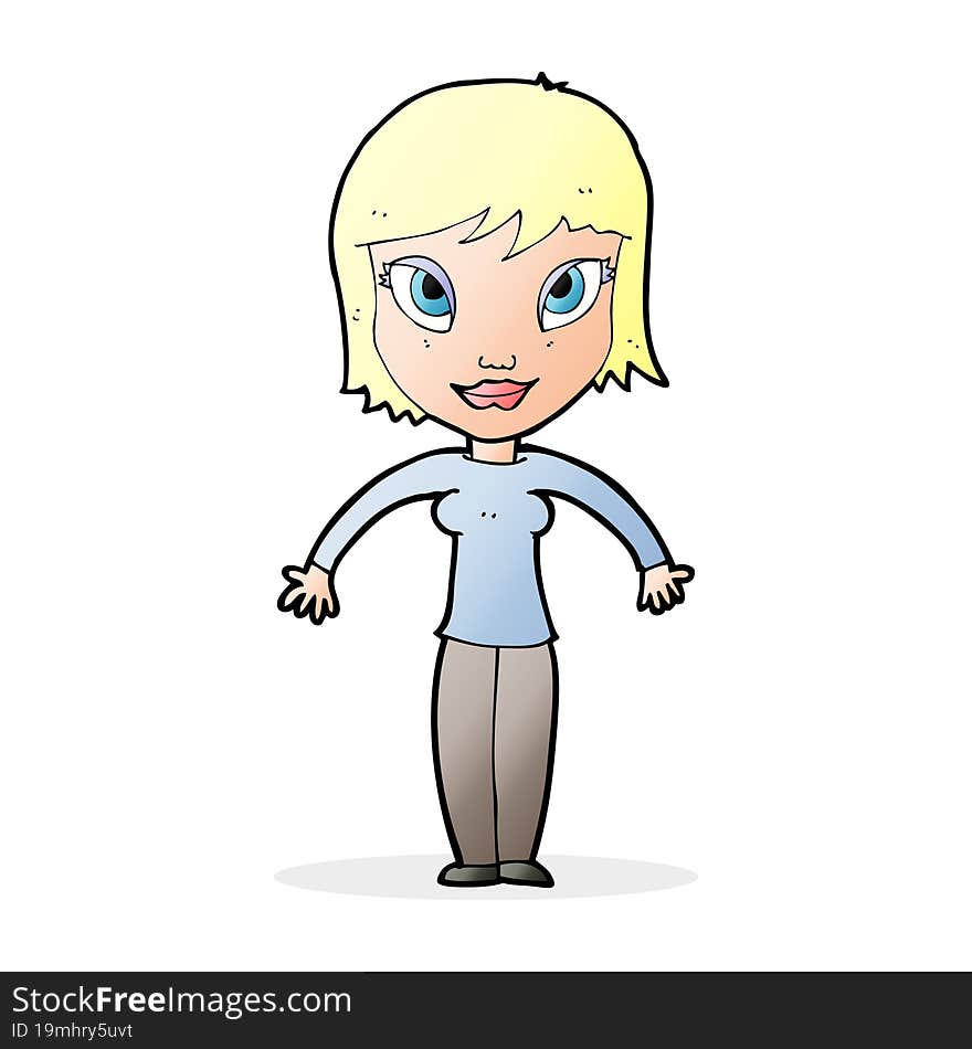 cartoon woman shrugging shoulders