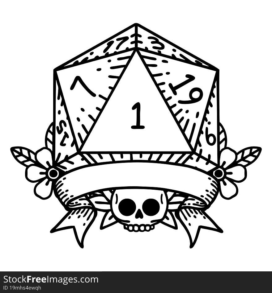 natural one d20 dice roll illustration