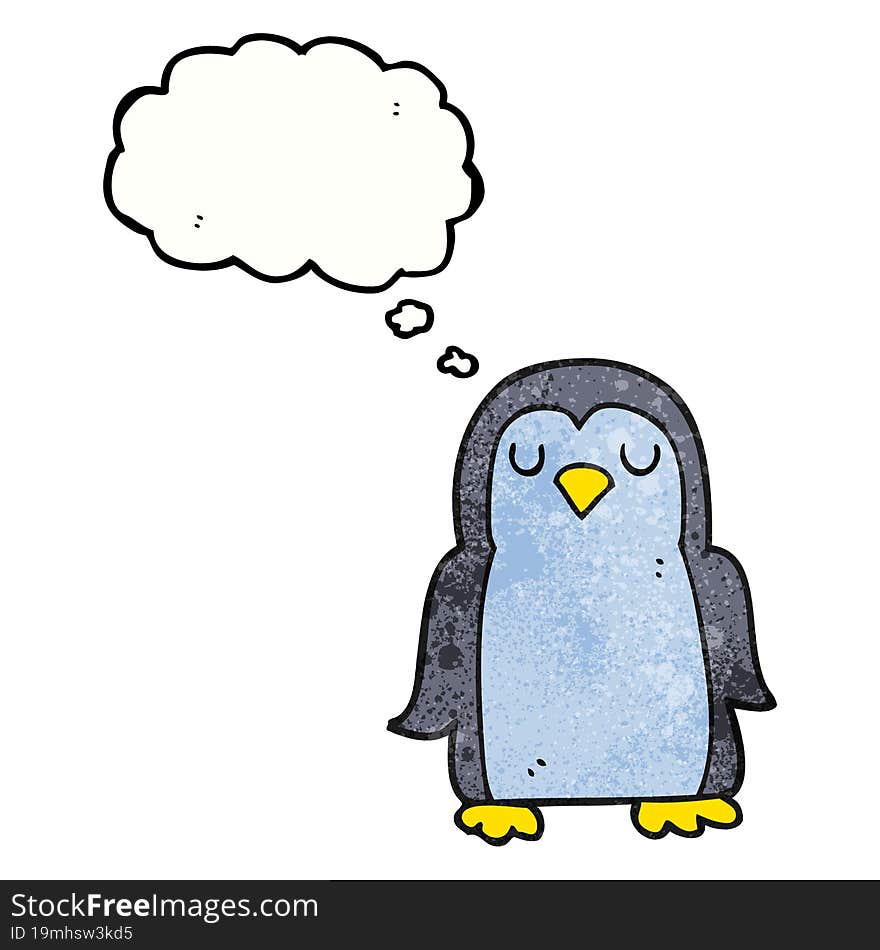 thought bubble textured cartoon penguin