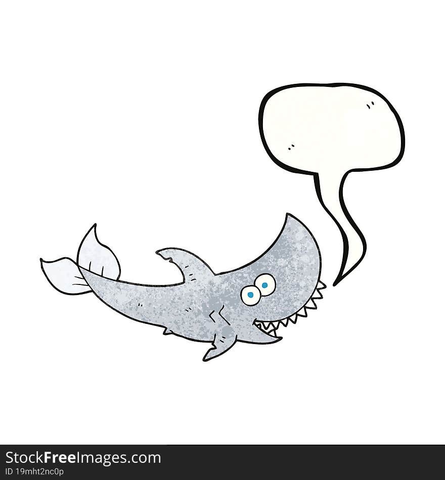 freehand speech bubble textured cartoon shark