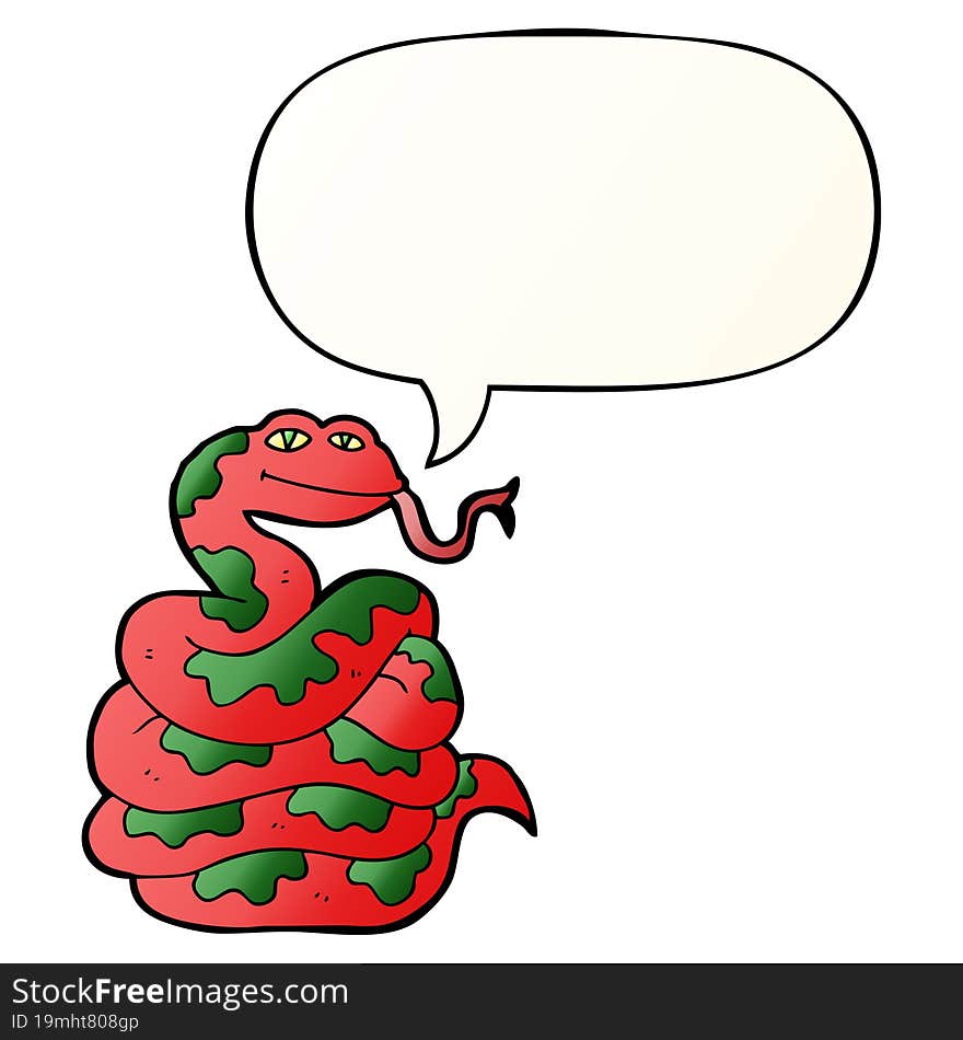 cartoon snake and speech bubble in smooth gradient style