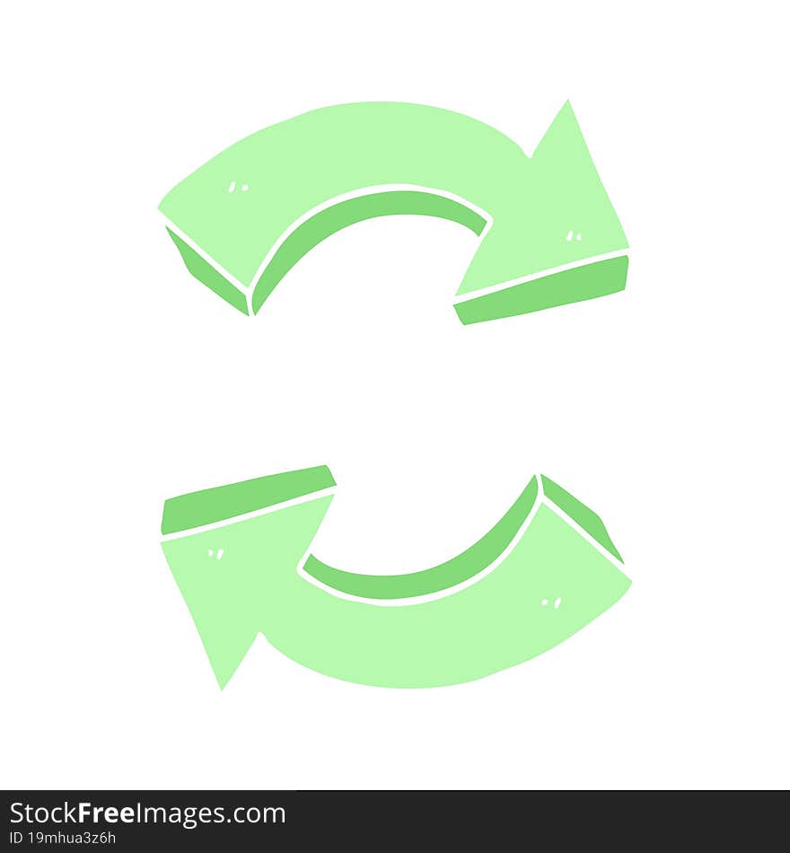 flat color illustration of a cartoon recycling arrows