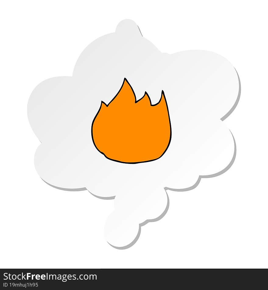 Cartoon Fire And Thought Bubble As A Printed Sticker