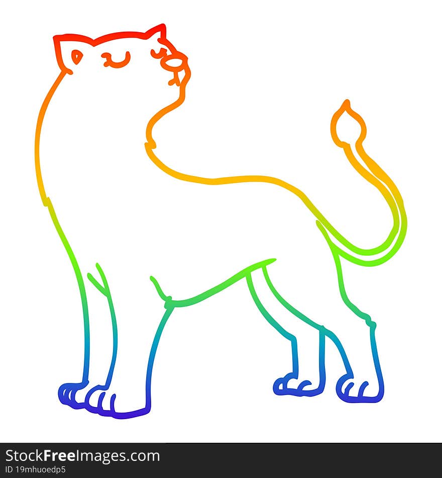 rainbow gradient line drawing cartoon lioness