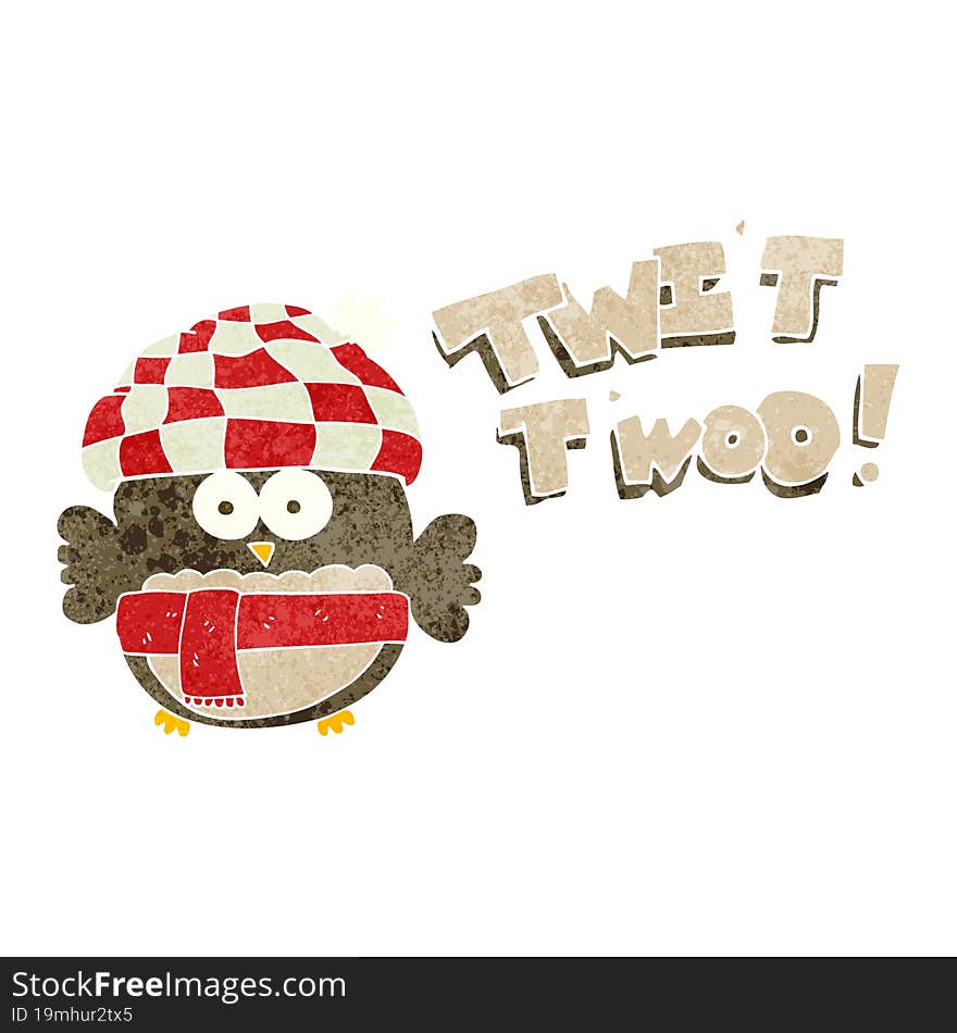 retro cartoon cute owl singing twit twoo