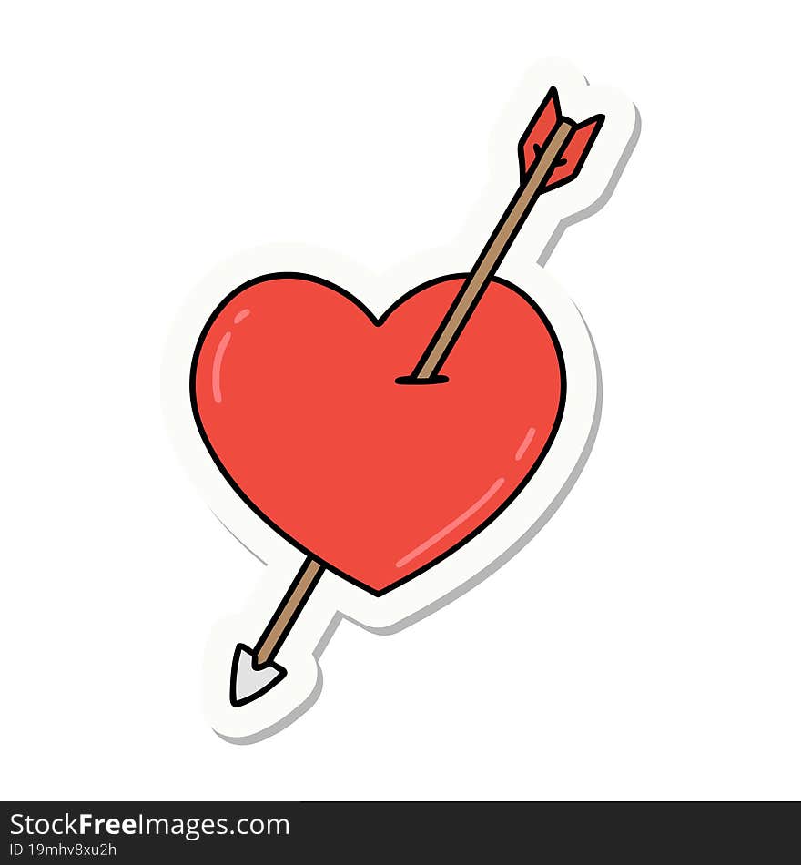 sticker of tattoo in traditional style of an arrow and heart. sticker of tattoo in traditional style of an arrow and heart