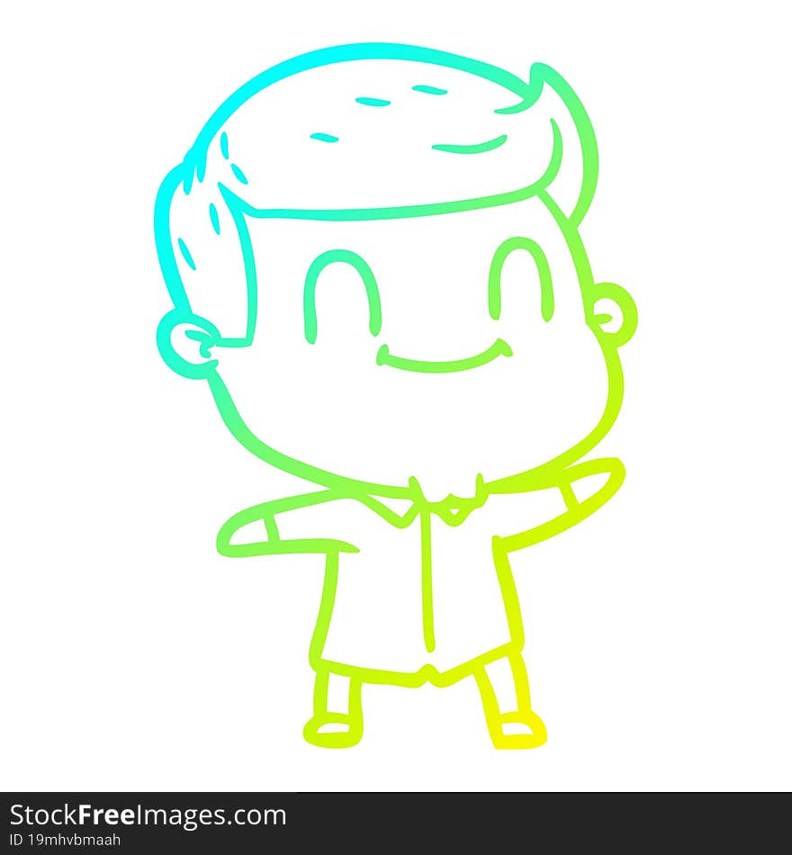 cold gradient line drawing of a cartoon friendly man