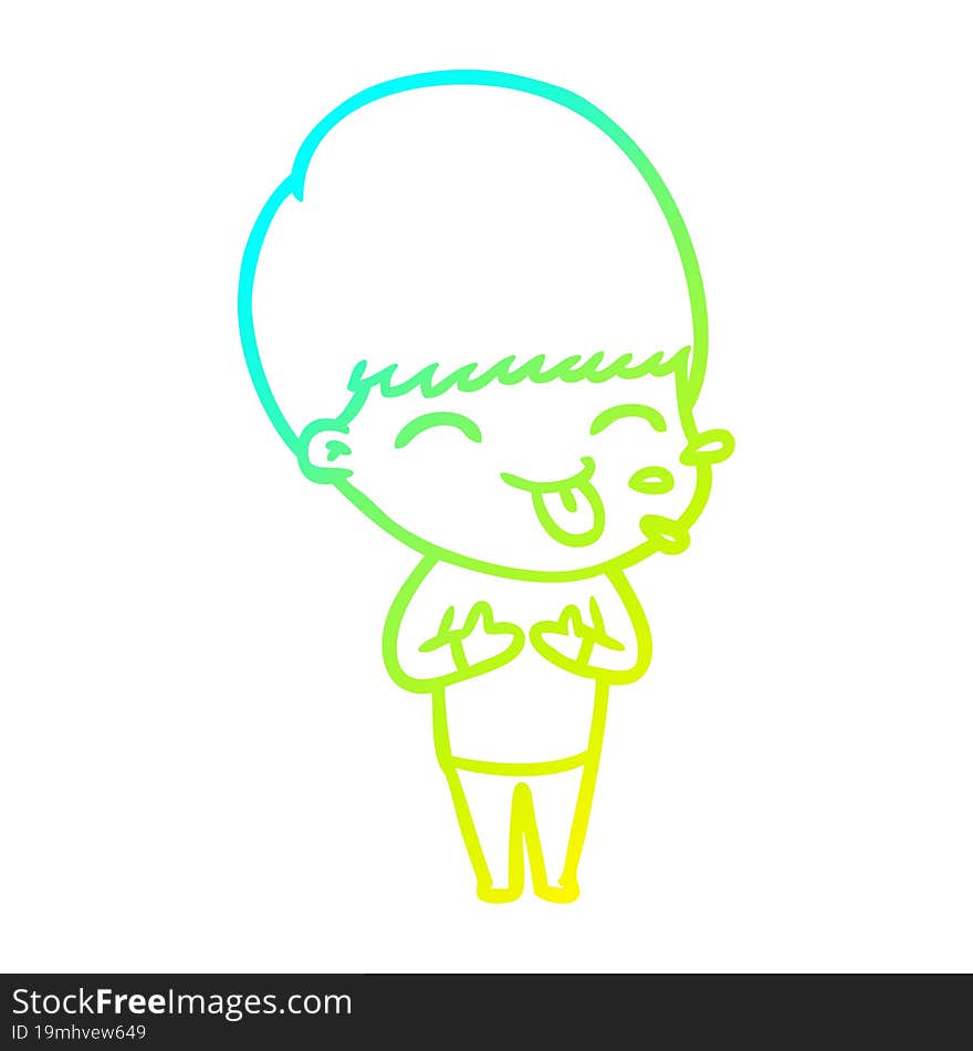 cold gradient line drawing funny cartoon boy