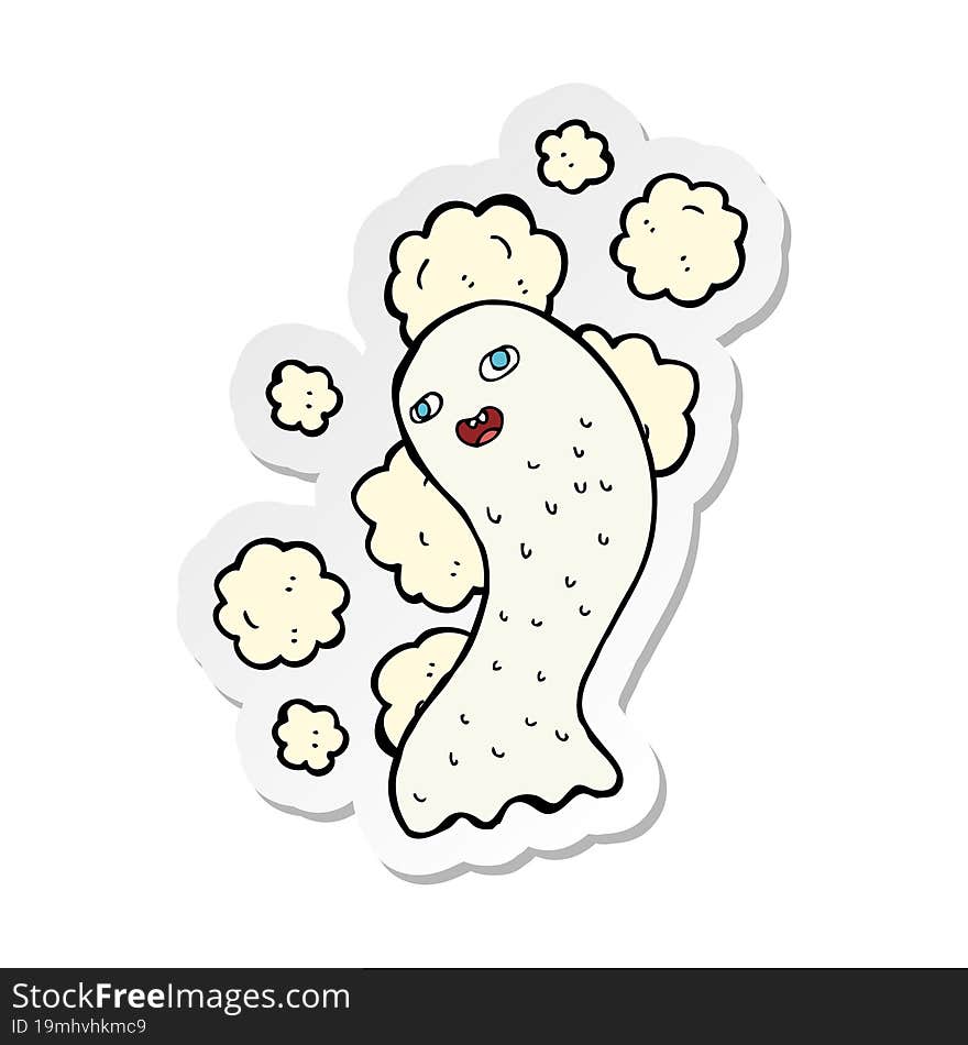 sticker of a cartoon ghost