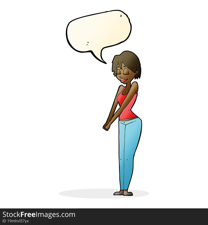 cartoon content woman with speech bubble