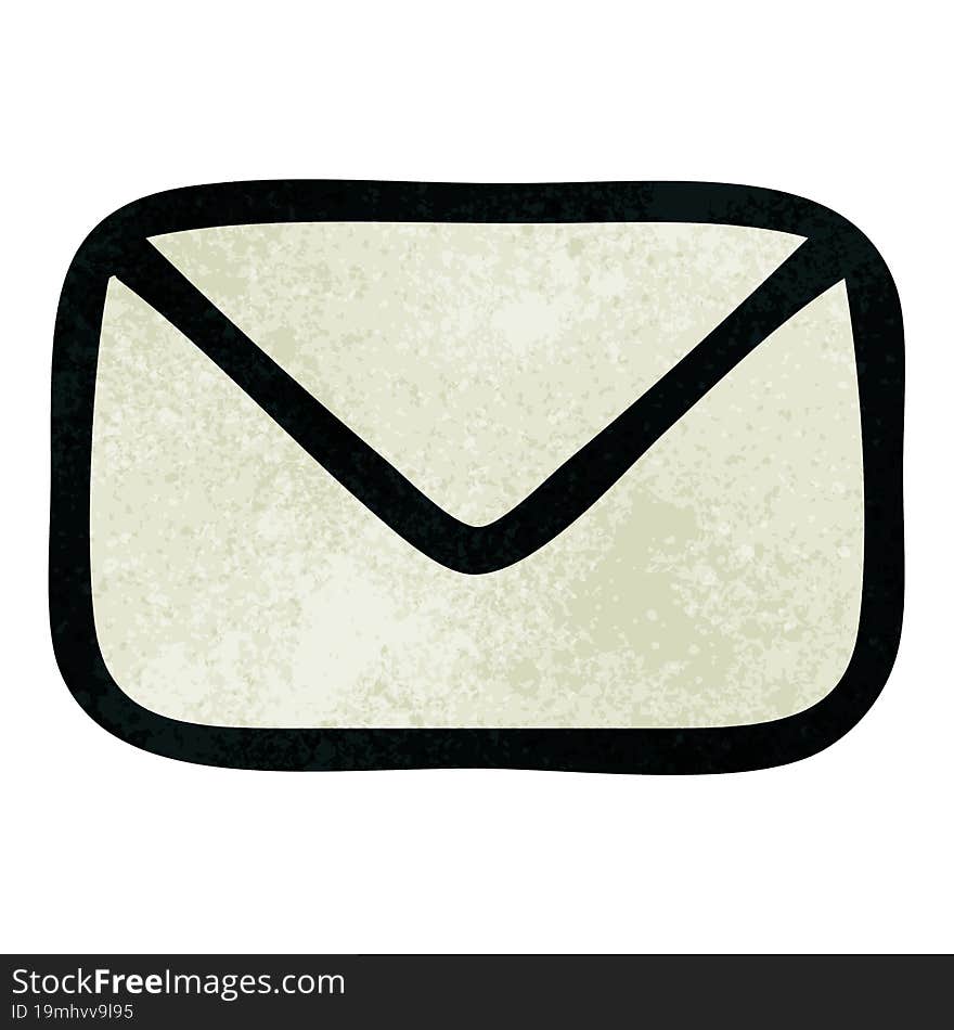 retro grunge texture cartoon of a paper envelope