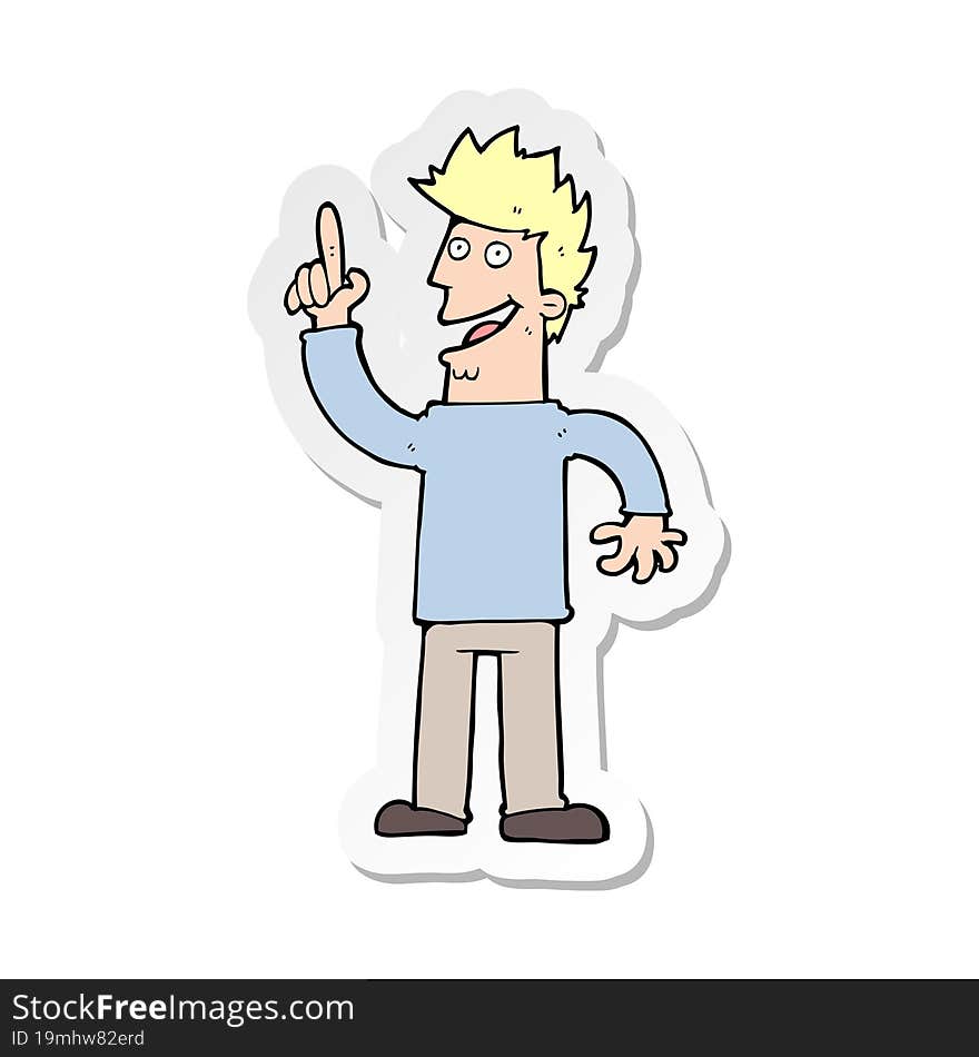 sticker of a cartoon man with great new idea