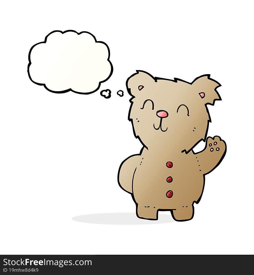 cartoon teddy bear with thought bubble