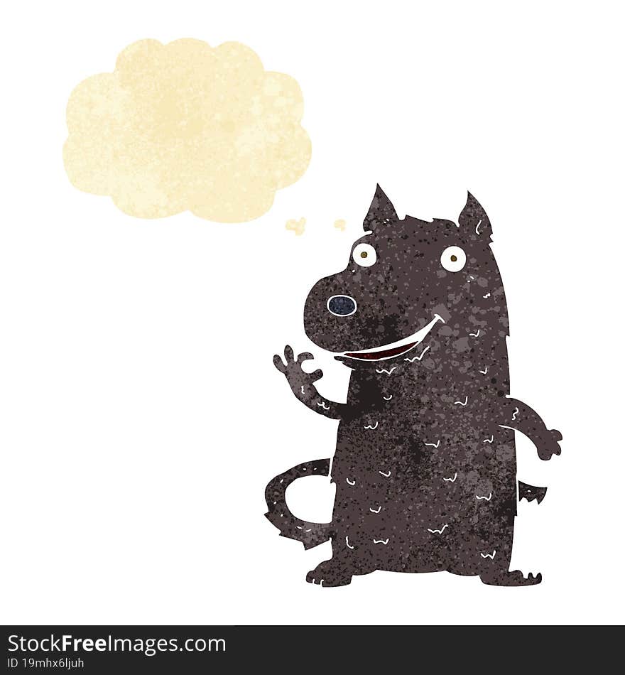 Cartoon Happy Dog With Thought Bubble