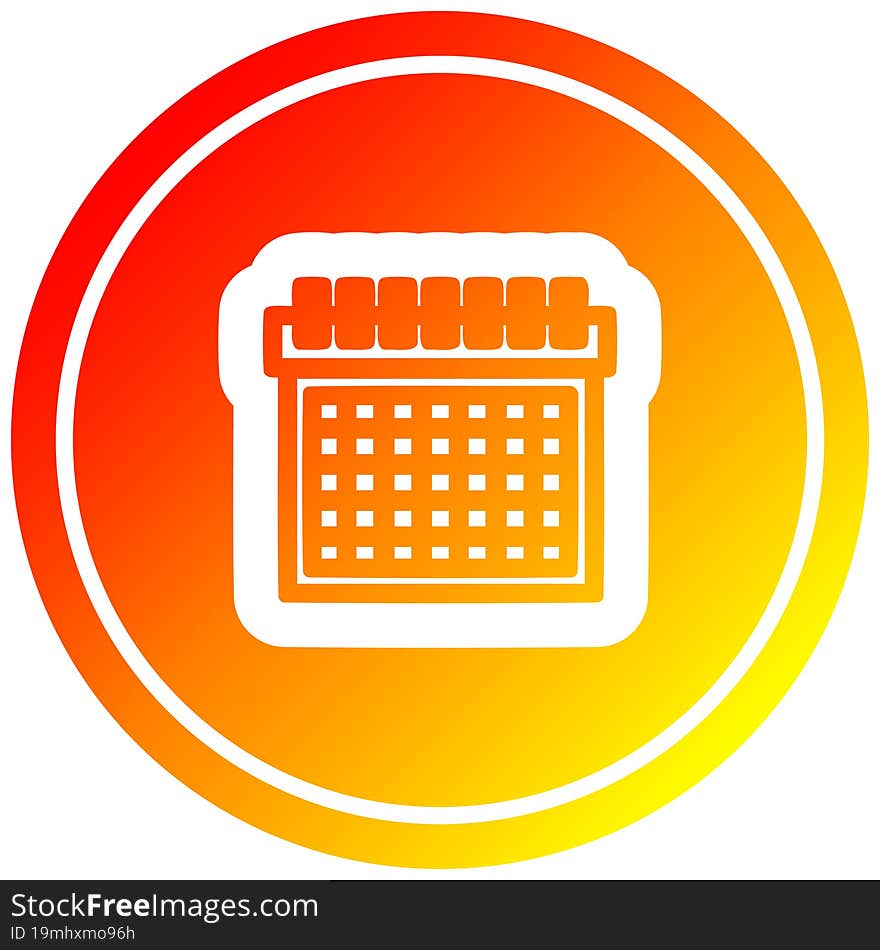 monthly calendar circular in hot gradient spectrum