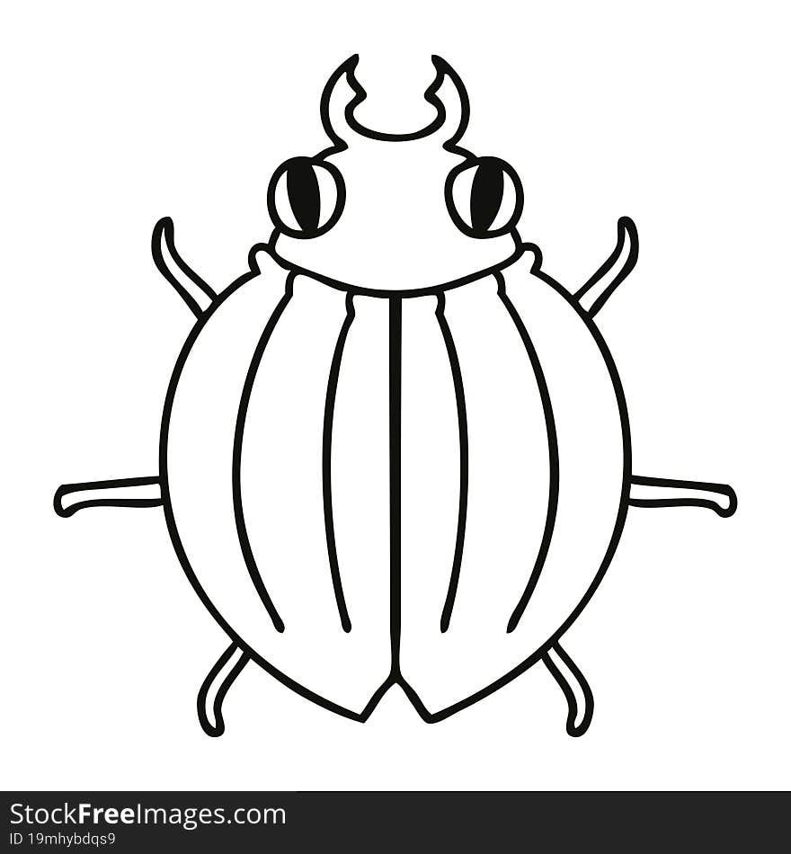 quirky line drawing cartoon beetle