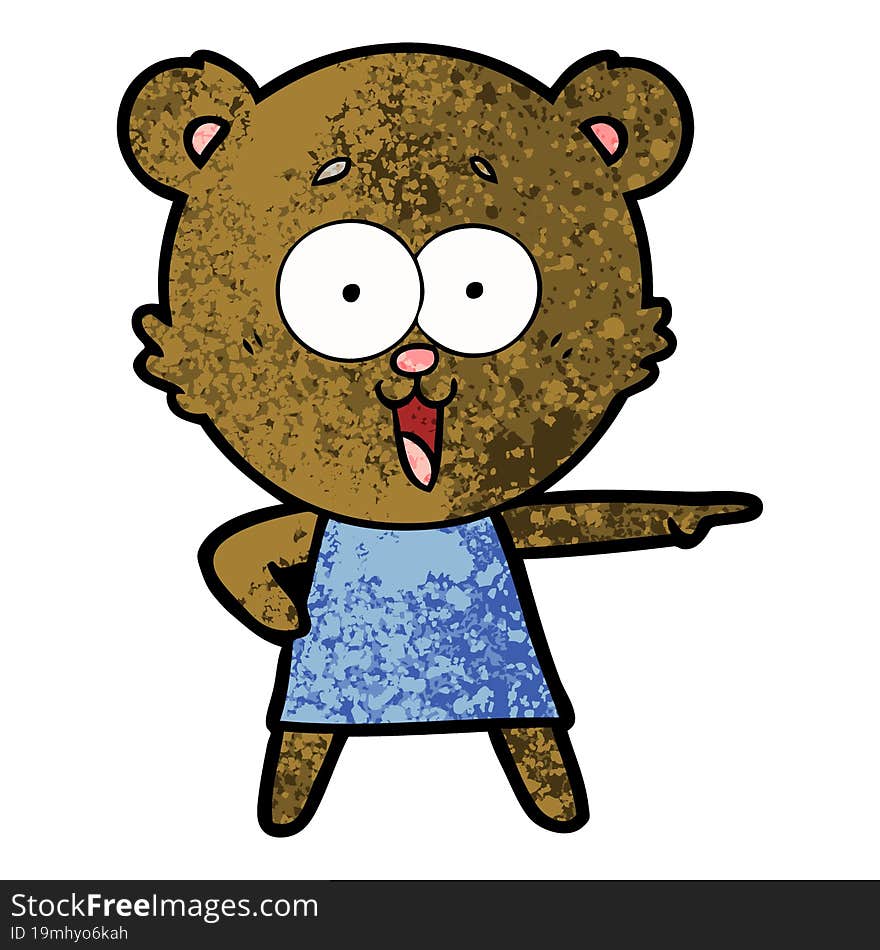 laughing pointing teddy bear cartoon. laughing pointing teddy bear cartoon