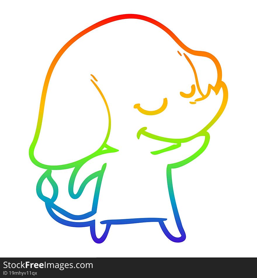 rainbow gradient line drawing cartoon smiling elephant