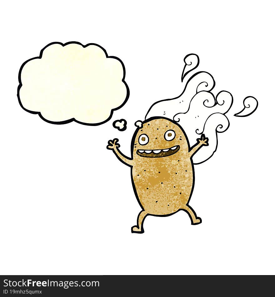 Cartoon Happy Potato With Thought Bubble