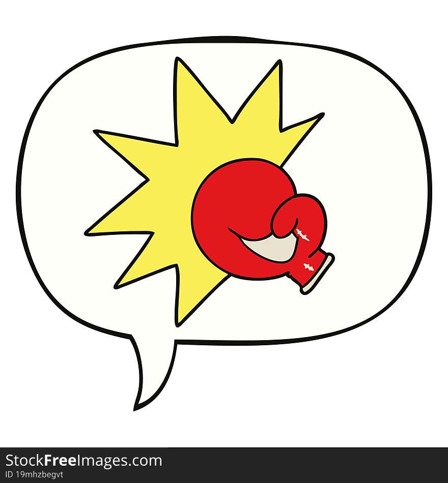 Boxing Glove Cartoon And Speech Bubble