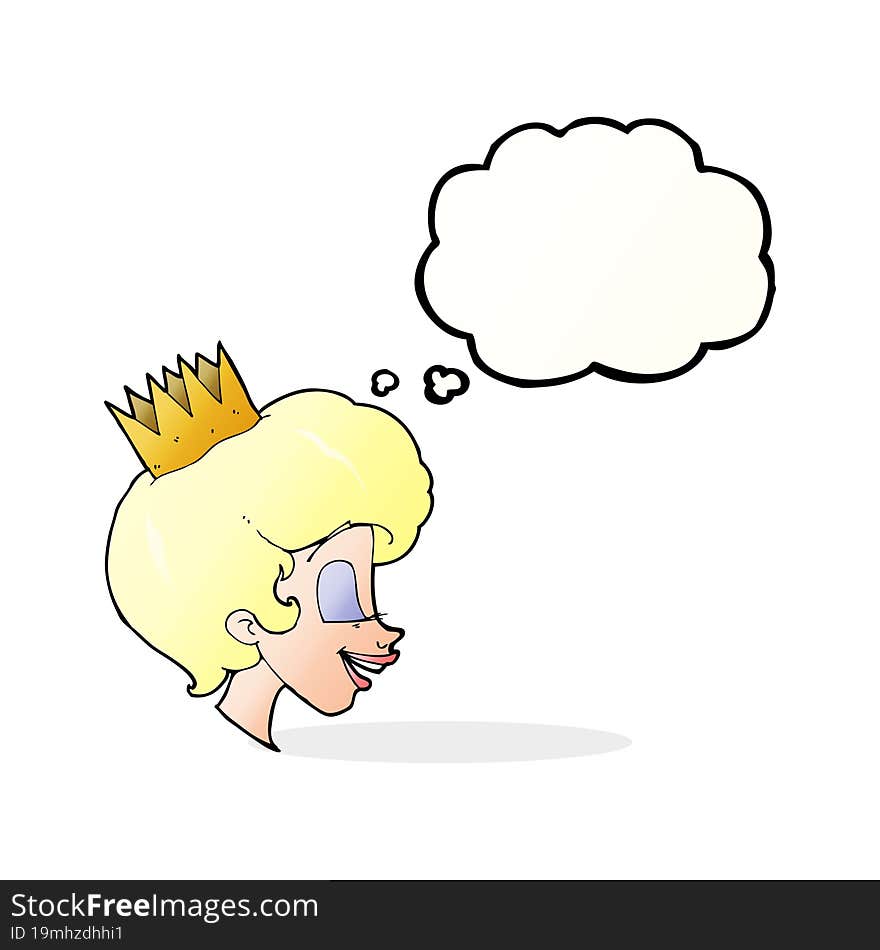 cartoon princess with thought bubble