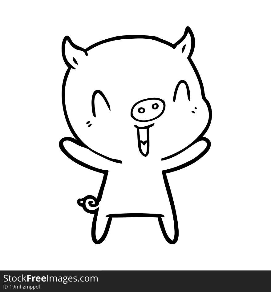 happy cartoon pig. happy cartoon pig