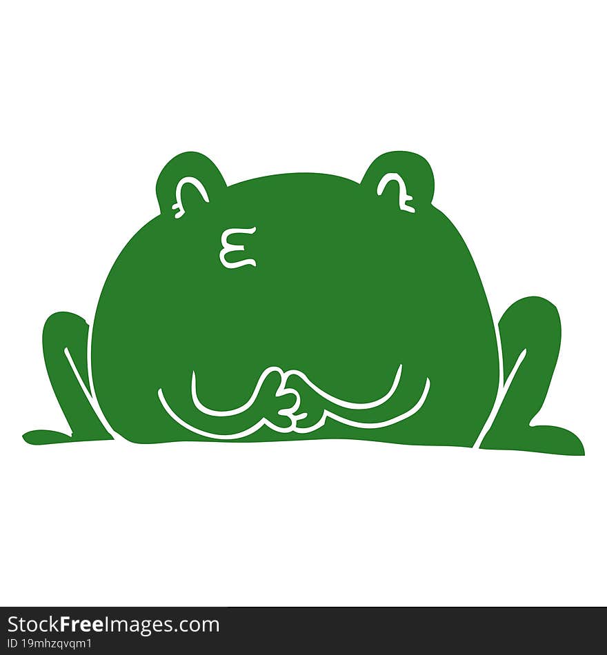 cute flat color style cartoon frog