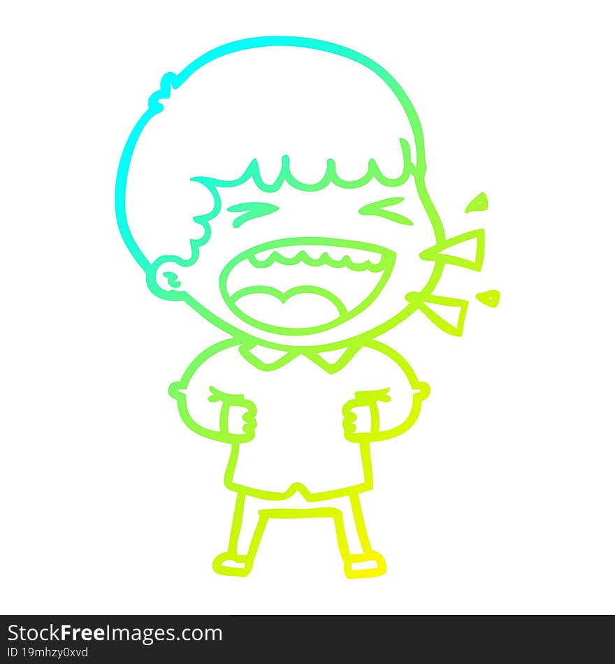 Cold Gradient Line Drawing Cartoon Laughing Man