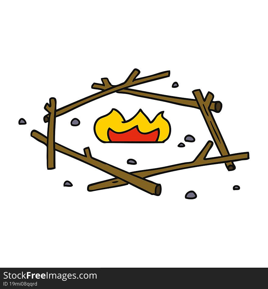 hand drawn cartoon doodle of a camp fire