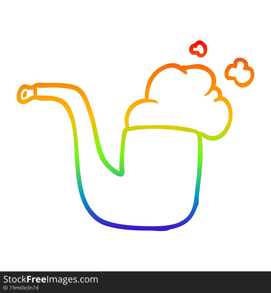 rainbow gradient line drawing old smoking pipe