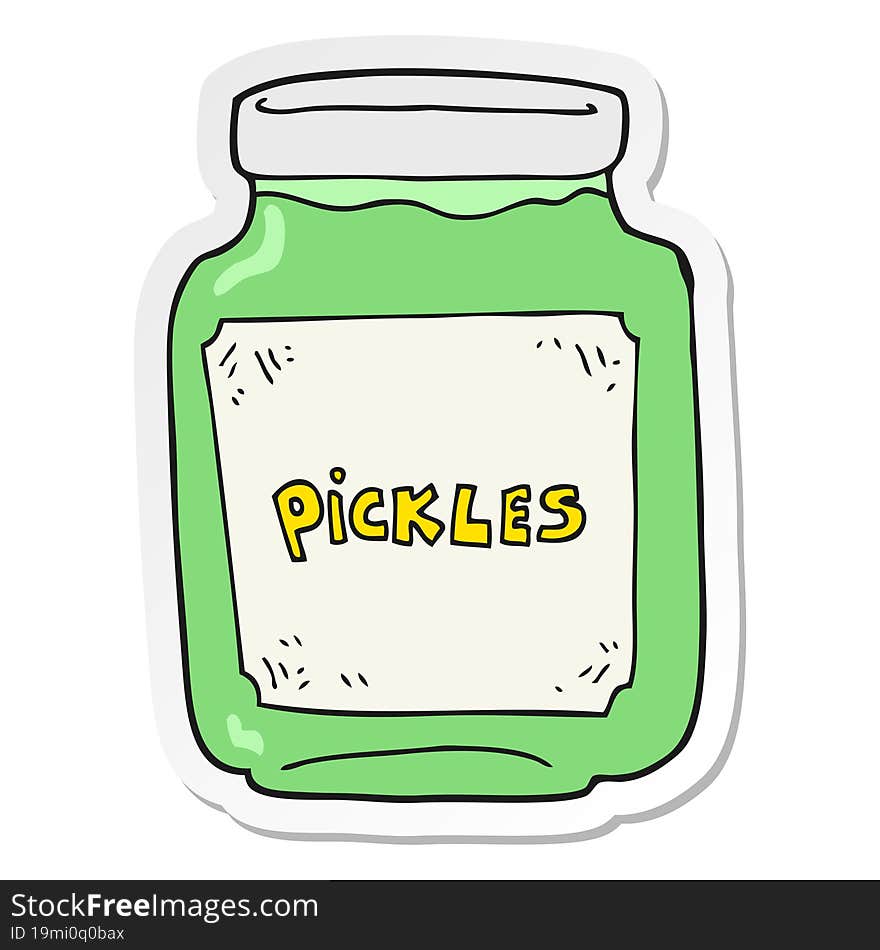 sticker of a cartoon pickle jar