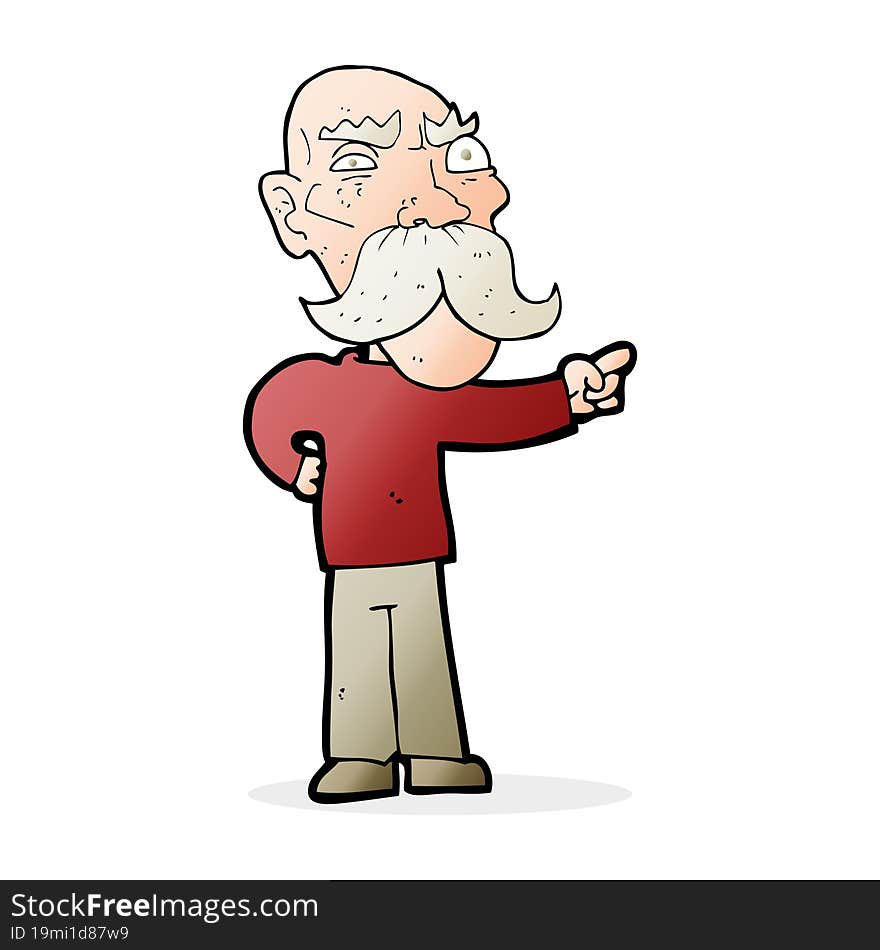 cartoon annoyed old man pointing