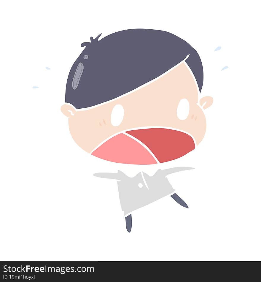 cute flat color style cartoon shocked man