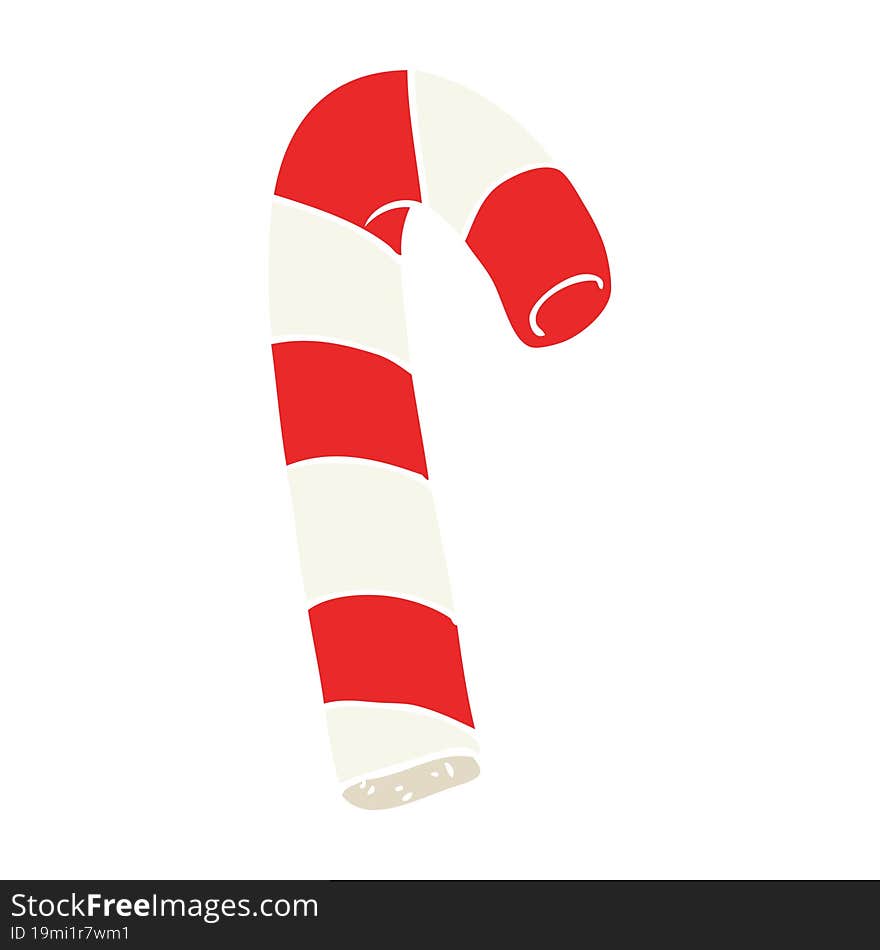 Flat Color Illustration Of A Cartoon Candy Cane