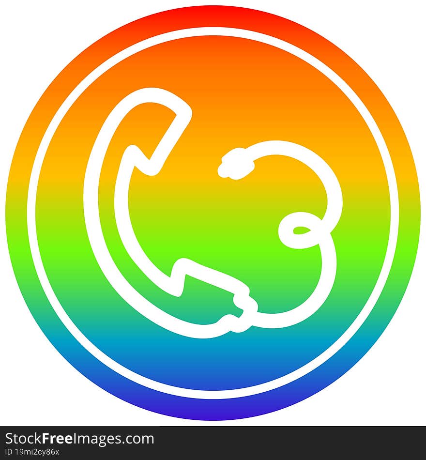 telephone handset circular in rainbow spectrum