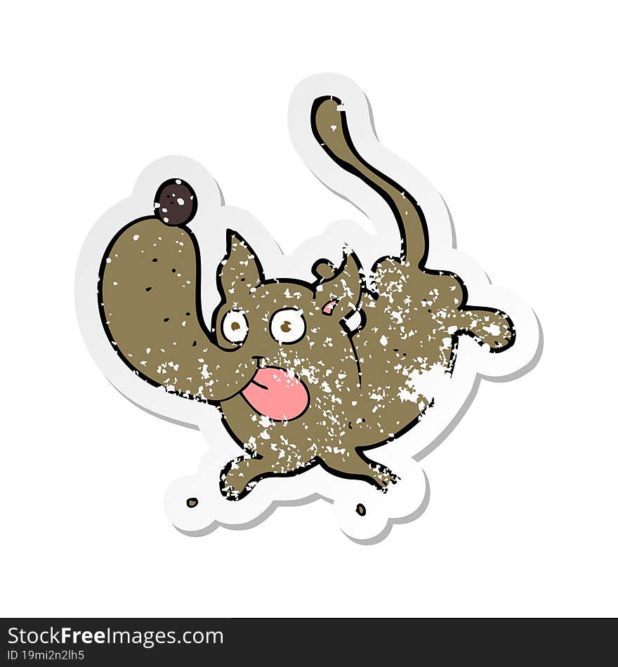 retro distressed sticker of a cartoon funny dog