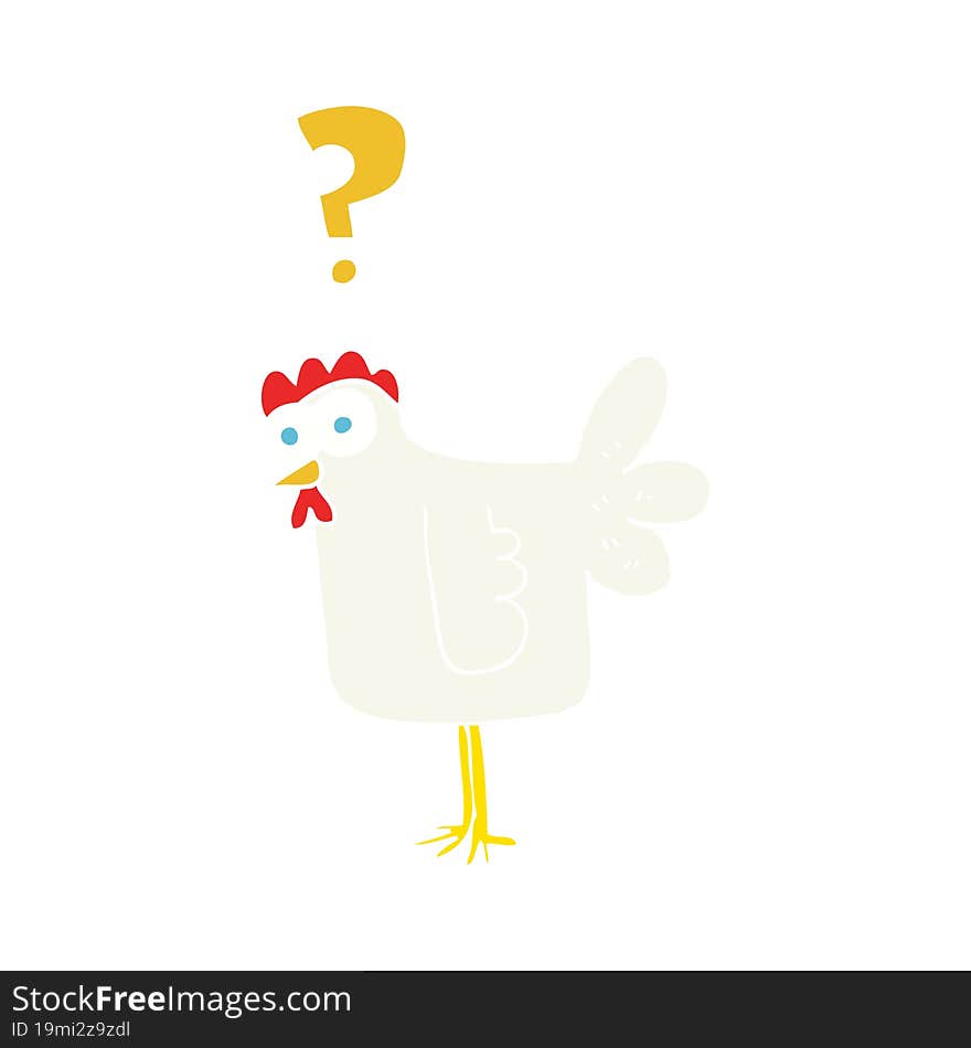 Flat Color Illustration Of A Cartoon Confused Chicken