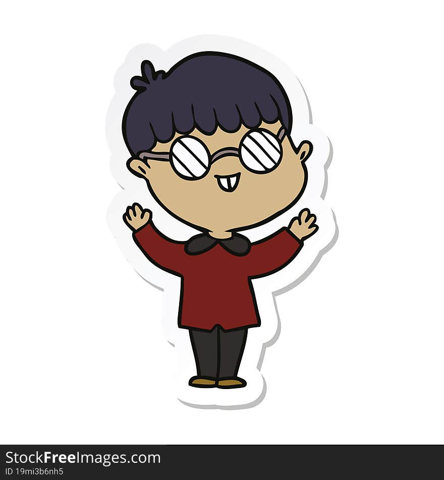 sticker of a cartoon boy wearing spectacles