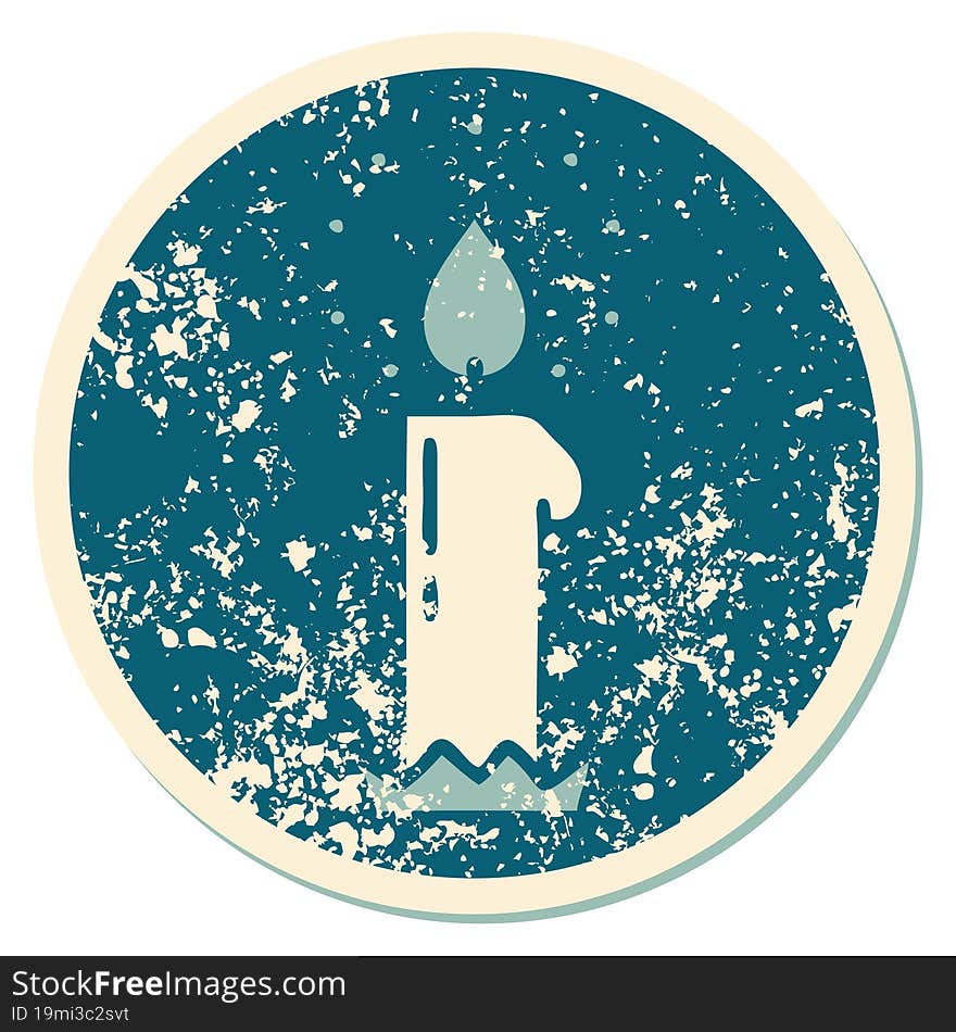 distressed sticker tattoo style icon of a candle