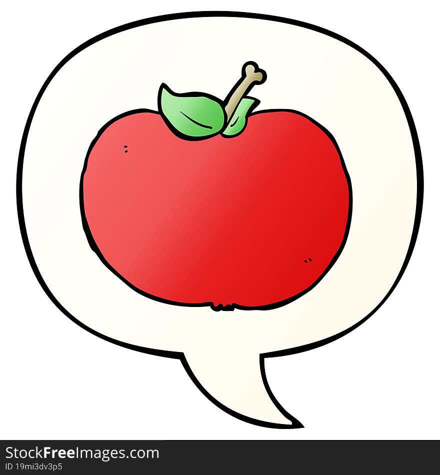 cartoon apple and speech bubble in smooth gradient style