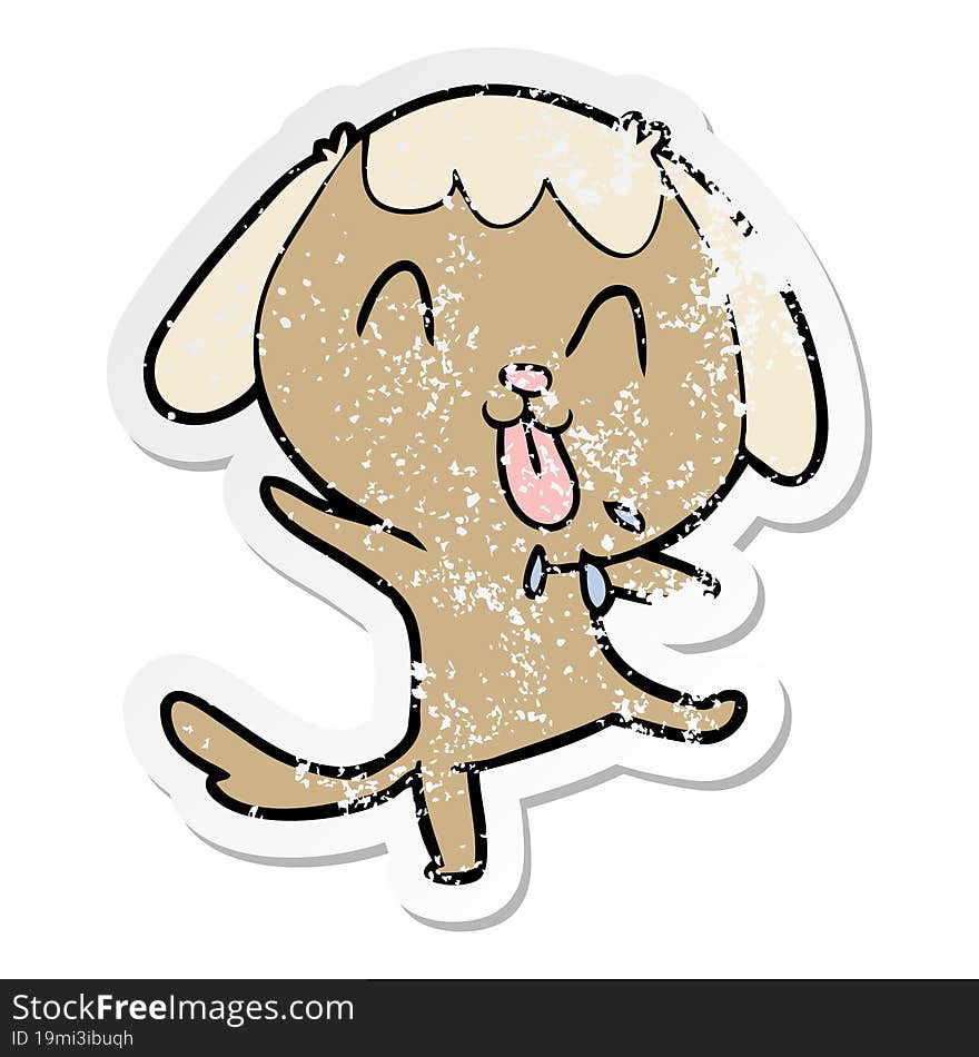 distressed sticker of a cute cartoon dog